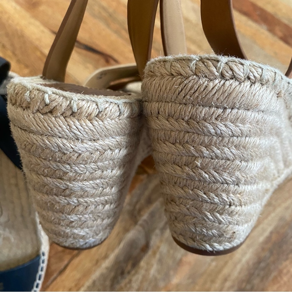 Tory Burch Black and Gold Espadrille Shoes with Cross-Strap Design - Picture 5 of 11